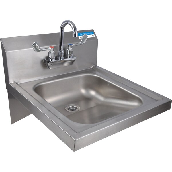 Bk Resources Hand Sink Stainless Steel W/Faucet, 2 Holes, ADA Compliant 14 in x16 in x5 in BKHS-ADA-S-P-G - main